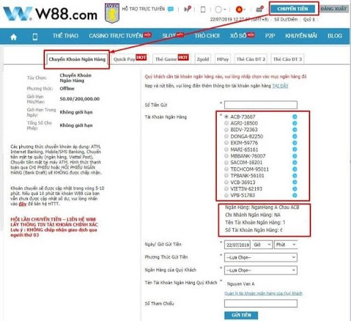 Xác nhận hoàn tất giao dịch nạp tiền tại W88.com